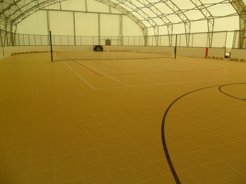 Devon Energy, Jackfish 1 and 2 locations, Conklin Alberta, full size Sport Court indoor arena rink for their employees at Jackfish 1 and 2 locations. Both arenas are identical. Size of arena is 144' x 72'.